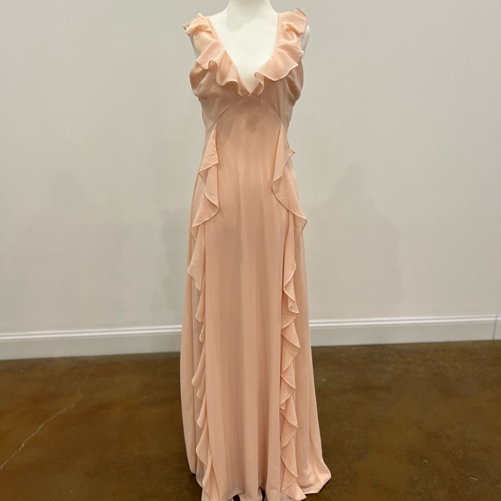 Lulu's Peach Ruffle Maxi Dress